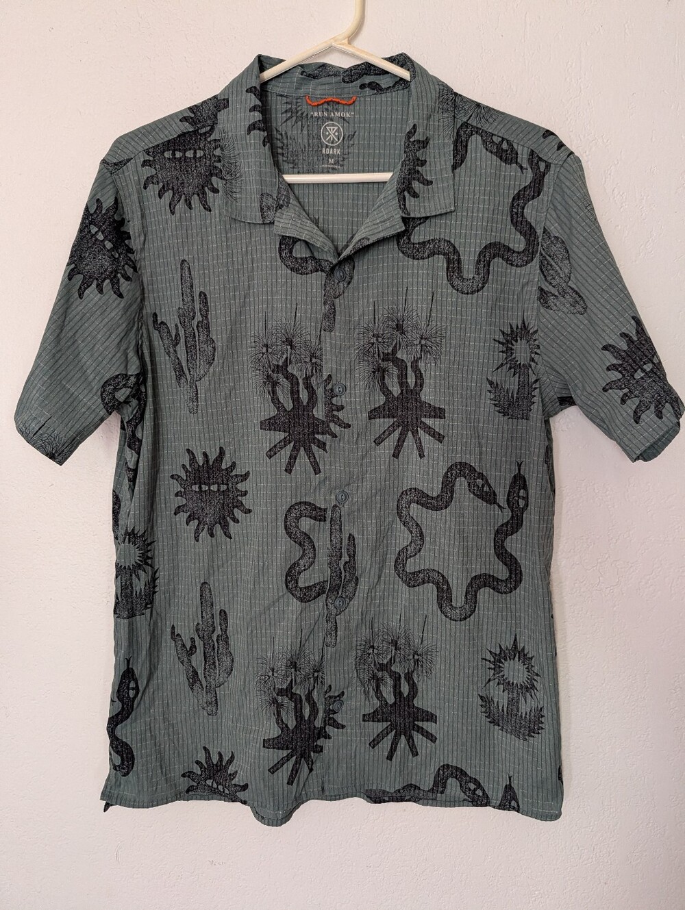 Roark Run Amok Bless Up Trail Shirt Mens M Green Pre Owned